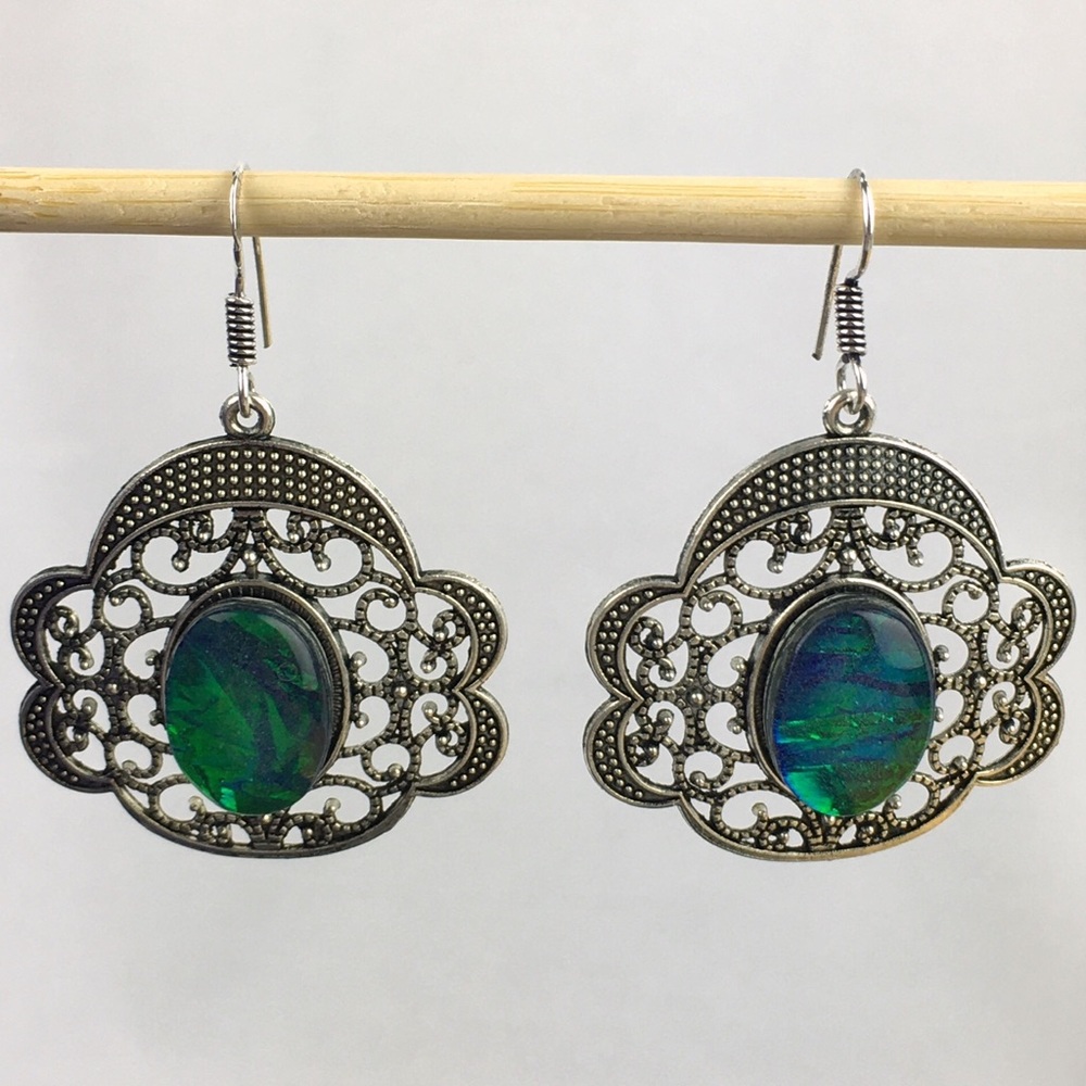 Dichroic Glass or Acrylic Hook Dangle Earrings - Picture 6 of 11